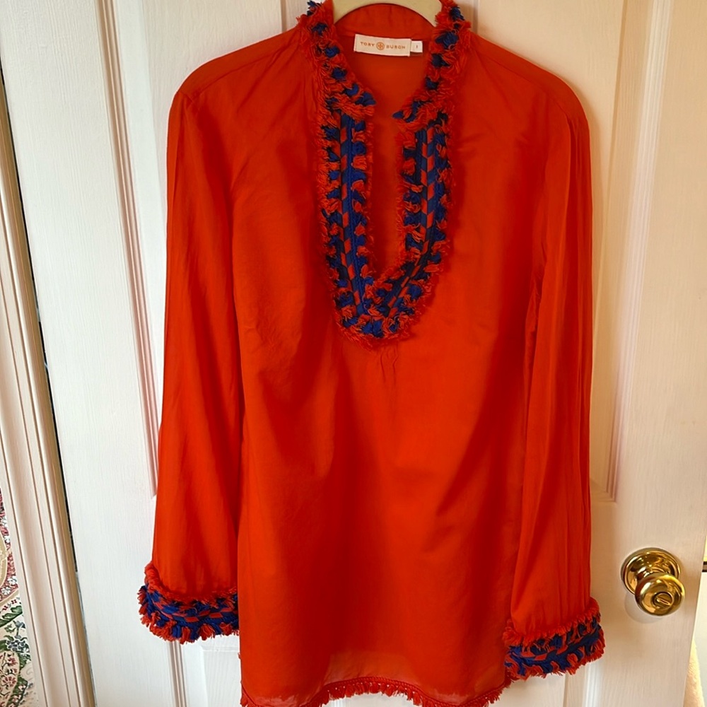 Orange and Blue Women's Top